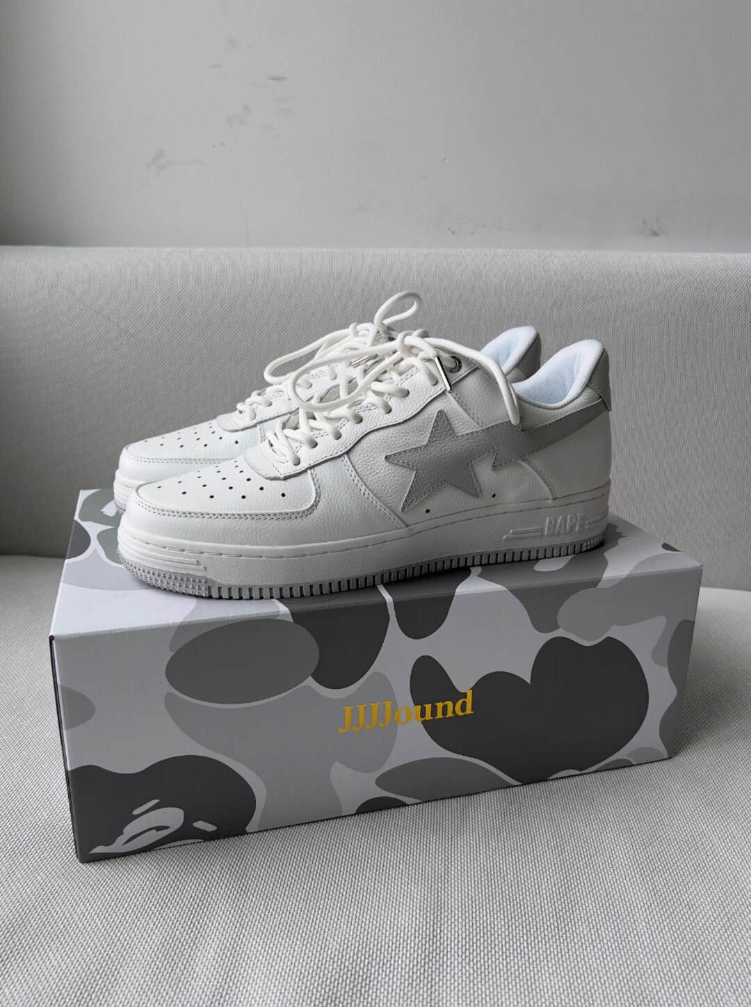 Light Grey and White Bapestas Bape Sneakers Etsy