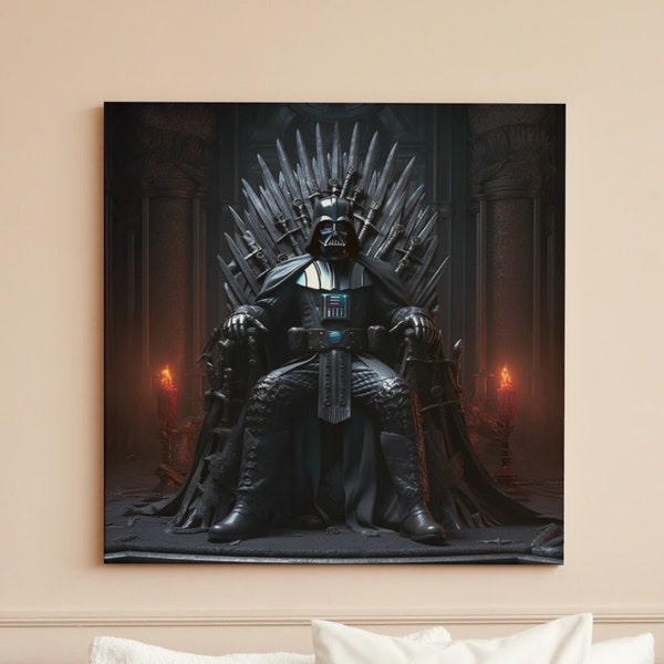 Darth Vader sur l'affiche du trône de fer, téléchargement numérique, Art numérique téléchargeable, peinture de Dark Vador, trône de fer, Star Wars, cadeau