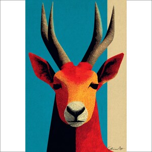 Deer Wall Art Print, Modern Animal Art, Colorful Home Decor, Geometric Antelope Art, Unique Wall Decor, Wildlife Art, Antelope Poster