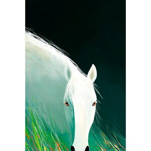 White Horse Wall Art, Horse Print, Animal Art Print, Equine Art, Modern Wall Decor, Home Decor, Horse Lover Gift