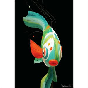 Abstract Fish Wall Art, Colorful Fish Painting, Unique Fish Decor, Modern Art Print, Artistic Fish Design, Bold Wall Decor, Home Decor Art