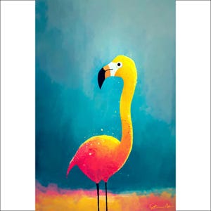 Flamingo Wall Art, Colorful Bird Art Print, Tropical Decor, Whimsical Art, Fun Wall Art, Unique Gift Idea, Home Decor, Art for Kids