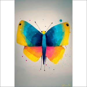Watercolor Butterfly Wall Art, Abstract Insect Print, Colorful Butterfly Decor, Modern Art for Home, Nursery Butterfly Art