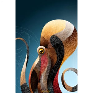 Octopus Wall Art, Modern Sea Life Print, Abstract Octopus Decor, Ocean Art, Nautical Wall Decor, Unique Octopus Art, Colourful Octopus Art