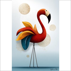 Flamingo Wall Art, Bird Art Print, Modern Home Decor, Colourful Flamingo Art, Abstract Flamingo, Unique Wall Decor, Flamingo Lover Gift