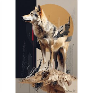 Arte mural de lobo, arte animal, impresión de arte moderno, lobo salvaje, decoración de lobos, decoración del hogar, decoración de paredes, arte para sala de estar, retrato de lobo, retrato de animal