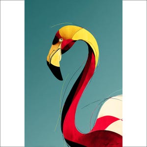 Flamingo Wall Art, Abstract Bird Print, Modern Home Decor, Colorful Animal Poster, Tropical Wall Decor, Fine Art Prints, Bird Lover Gift
