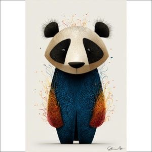 Colourful Panda Wall Art, Modern Animal Art, Nursery Decor, Playroom Art, Kids Room Decor, Unique Gift Idea, Panda Illustration