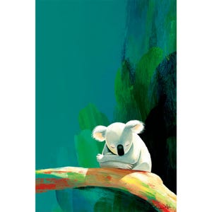 Koala Art Print, Sleeping Koala Wall Art, Eucalyptus Painting, Cute Animal Poster, Modern Nursery Decor, Australian Wildlife Art
