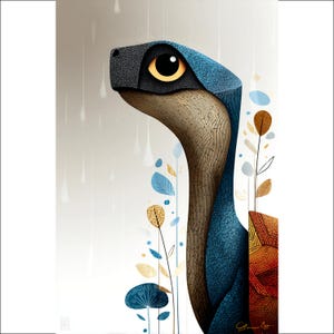 Blue Turtle Wall Art, Nursery Decor, Kids Room Art, Modern Tortoise Print, Animal Illustration, Playroom Art, Unique Gift Idea
