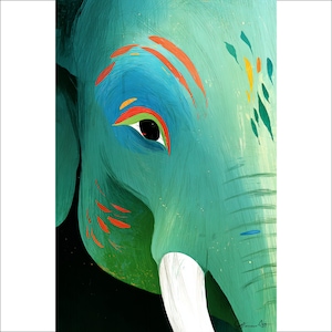 Colorful Elephant Wall Art, Modern Animal Painting, Whimsical Elephant Decor, Artistic Prints, Elephant Lover Gift, Unique Wall Decor