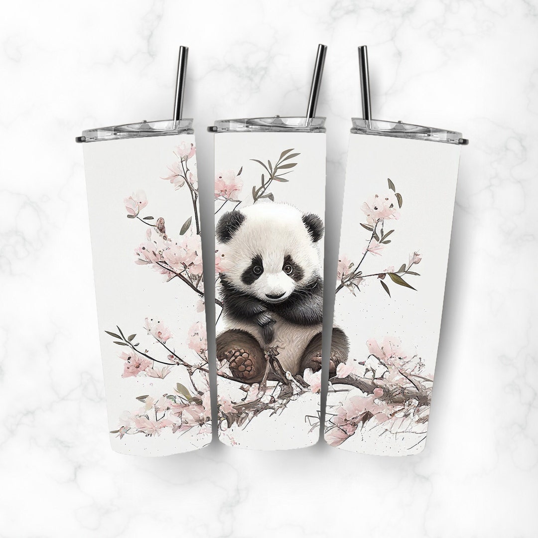 Adorable Baby Panda Bear Watercolor 20 Oz Skinny Tumbler Sublimation ...