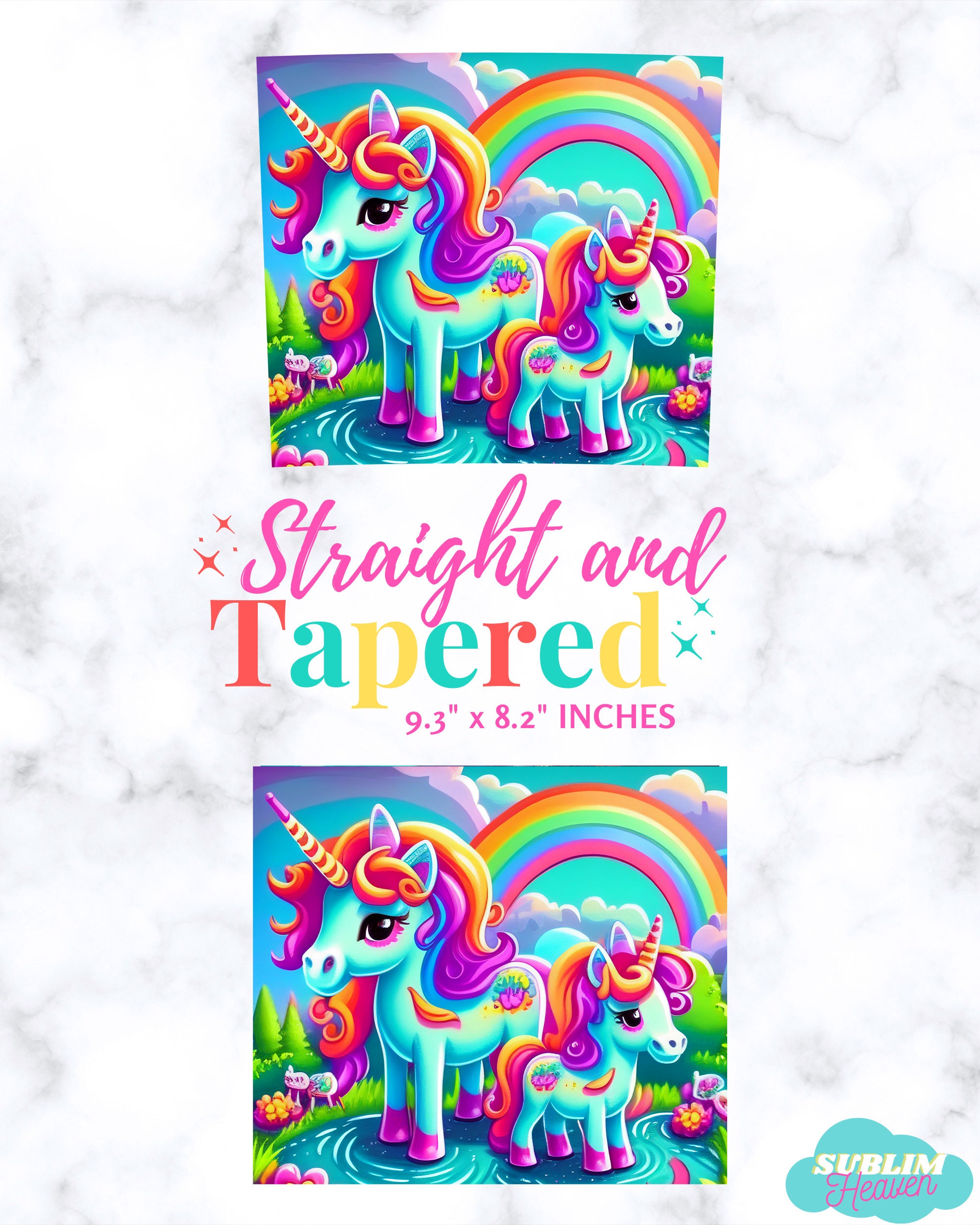 Rainbow Colorful Adorable Unicorn Ponies 20oz Kids Tumbler Sublimation