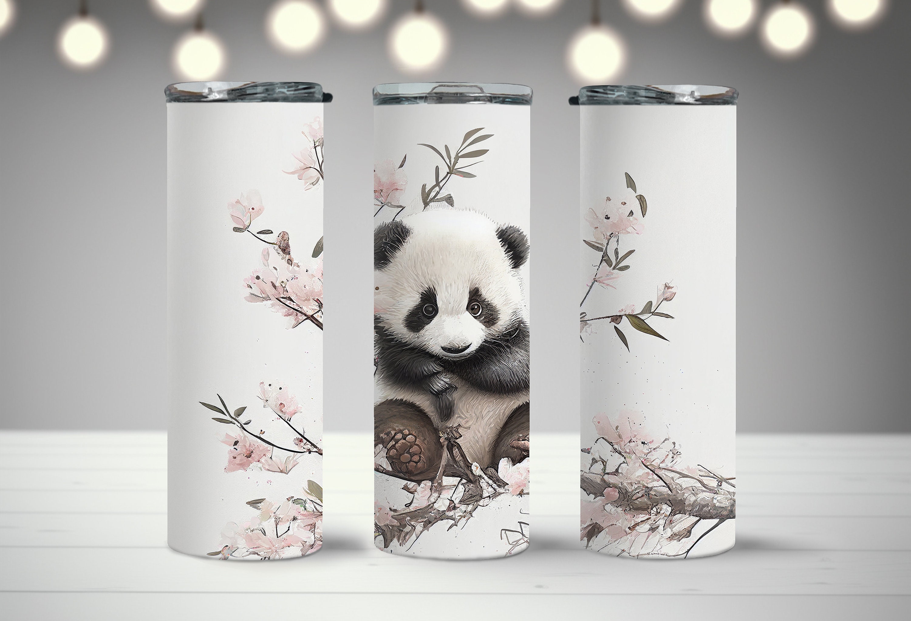 Adorable Baby Panda Bear Watercolor 20 Oz Skinny Tumbler Sublimation ...