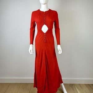 Ossie Clark for Radley Moss Crepe Red Long Sleeved Dress c1970’s