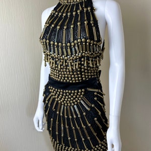 Gianni Versace Couture Black and Gold Beaded Set, 1990