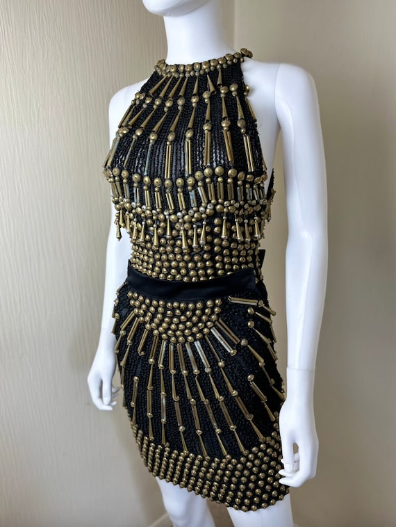 Gianni Versace Couture Black and Gold Beaded Set, 1990 - Etsy