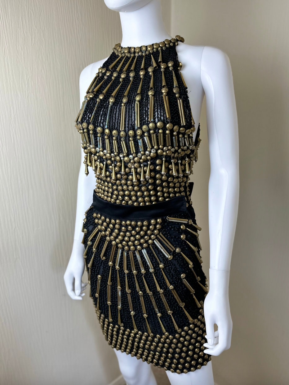 90s Gianni Versace セット Gianni Versace Couture Black and Gold Beaded Set, 1990 - Etsy