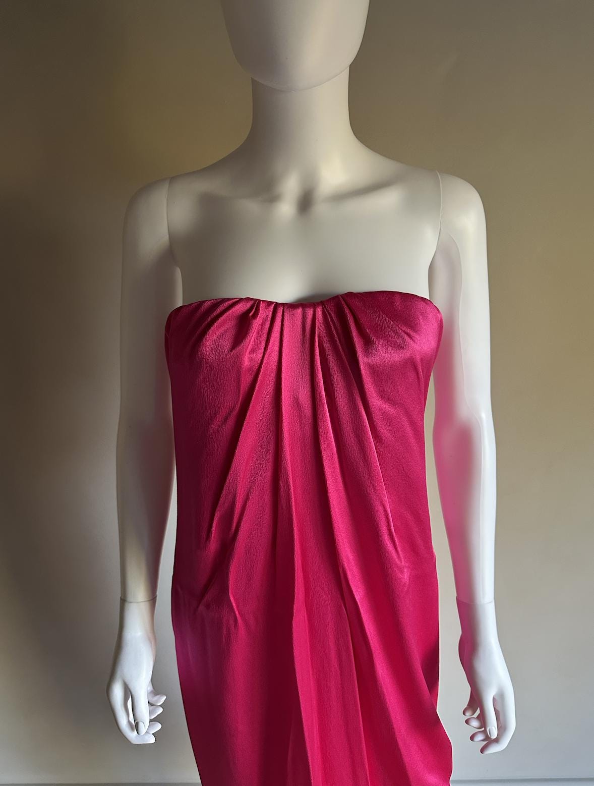 alexander mcqueen hot pink dress McQueen, Draped silk chiffon bustier gown, Women, Pink, US 6, Dresses