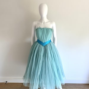 Yves Saint Laurent S/S 1988 Blue Tulle Gown