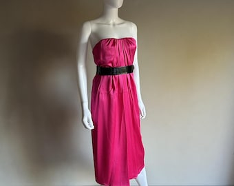 alexander mcqueen hot pink dress Corset Pearl Striped Knit Metallic Striped Drop-waist Flare Mini S 250506