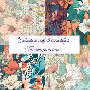 Collection of 8 flower patterns