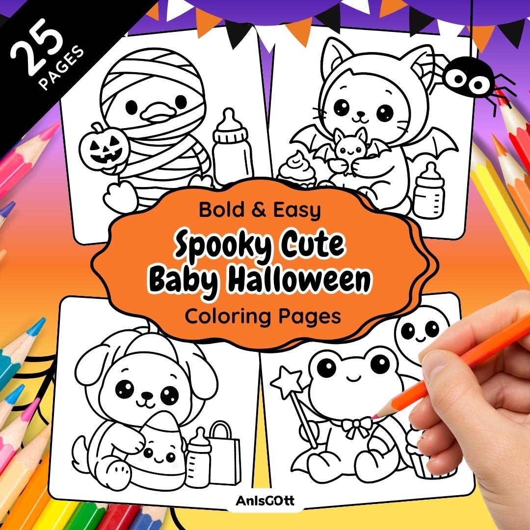 Bold & Easy Spooky Cute Baby Halloween Coloring Pages 25 Fun and ...