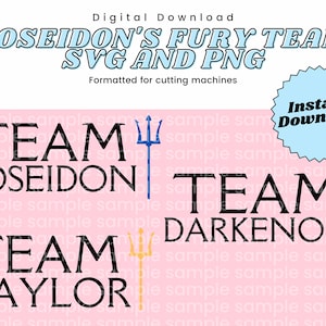 Poseidon&#39;s Fury Team Taylor/Poseidon/Darkenon SVG PNG / Download istantaneo dei file di taglio digitale per Cricut / Universal Islands of Adventure