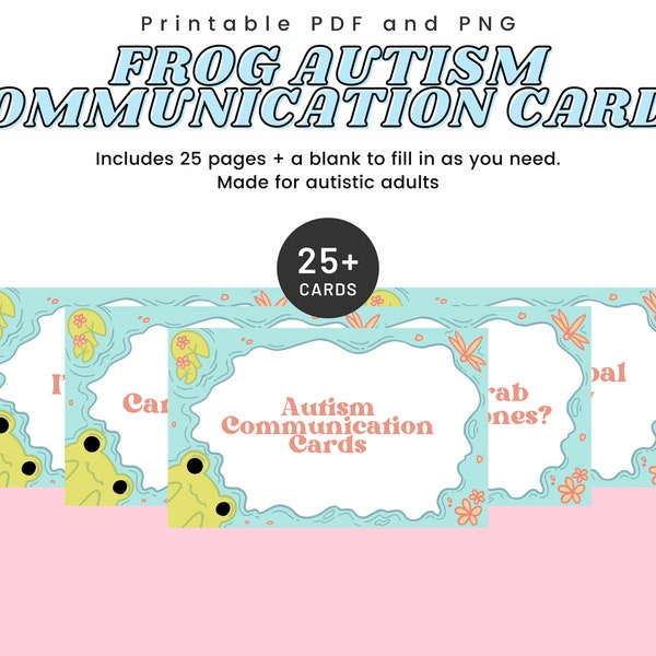 Frog-Themed Autism Communication Card | Instant Download Digital PDF and PNG for Autistic Adults