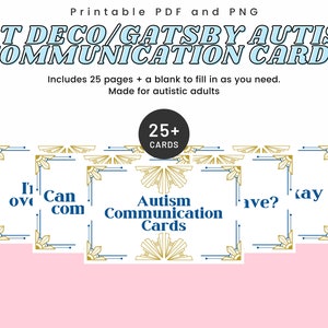 Art Deco/Great Gatsby thema autisme communicatiekaart | Direct downloaden digitale PDF en PNG voor autistische volwassenen