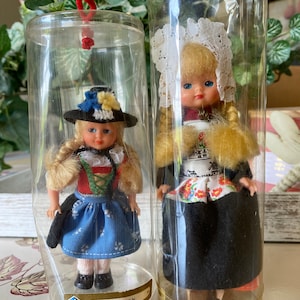 2 IN ORIGINAL PACKAGING Collectible Vintage Folk Dolls from Volendam Holland & Wilten Austria