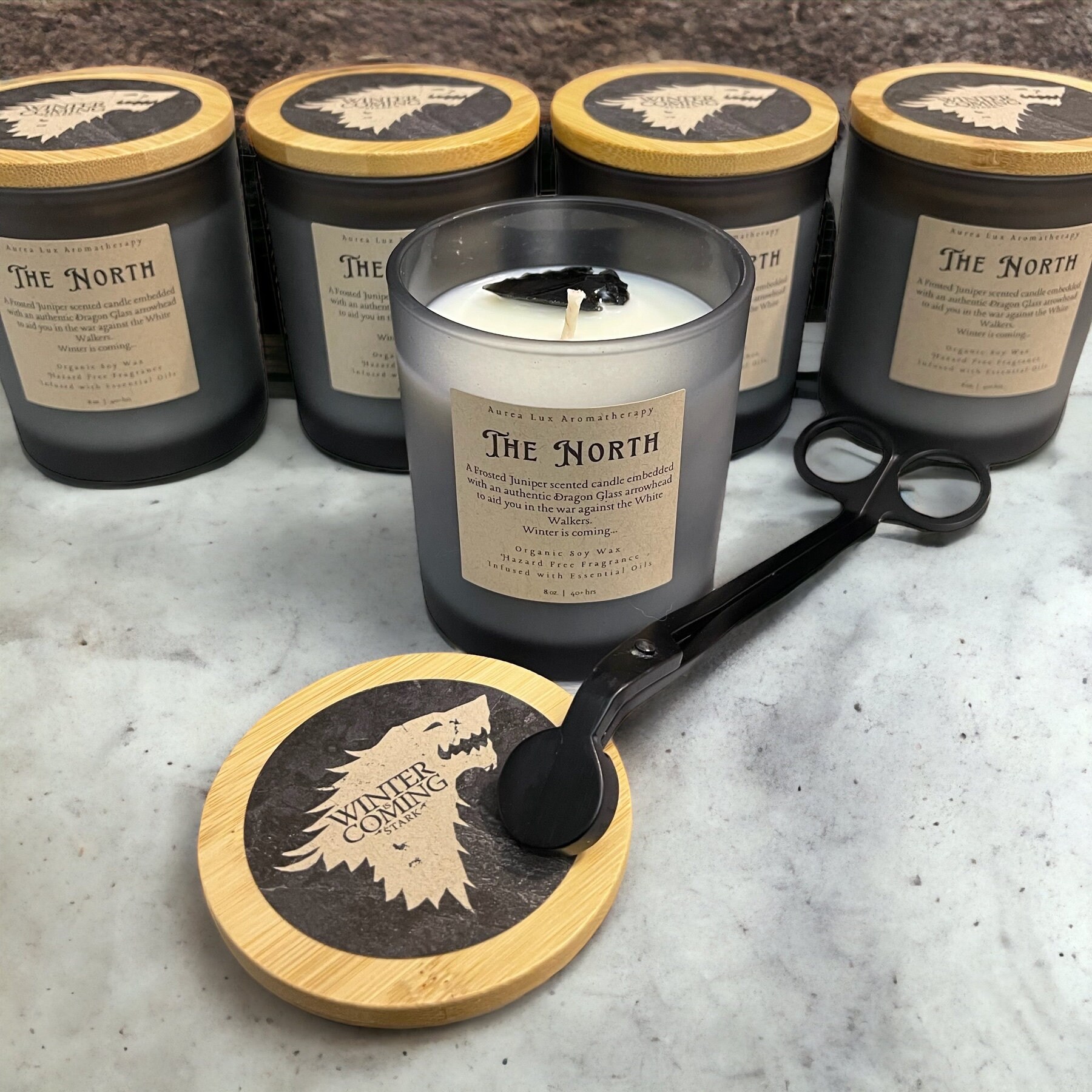 GAME OF THRONES Candle Frosted Juniper Scented, Pure Organic Soy Wax With Essential Oils and