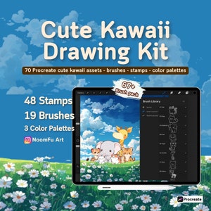 67 Procreate かわいいブラシとスタンプ、Procreate 描画キット、動物の落書き、かわいいブラシセット、スケッチ、落書き Procreate スタンプ