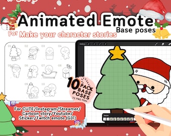 Christmas Animated Emote Base Poses: GIF, PNG Files (10 Packs)