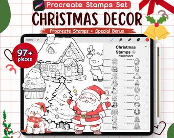 Christmas Decor Procreate Stamps: Kawaii Animal Doodles (97+)