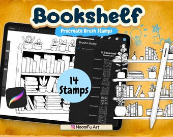 Bookshelf Procreate Stamps: Cozy Reading Nook Doodles (Digital Download)