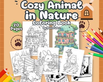 Cozy Animals in Nature Coloring Book: 20 Kawaii Doodles (PDF)