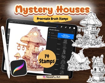 Cozy Mystery House Procreate Stamps: Fantasy Home Art (Digital Brush Set)