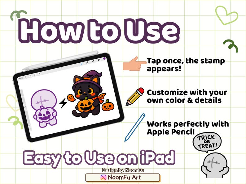 Chibi Halloween Procreate Stamps: Kawaii Poses & Clipart, Emote Base ...