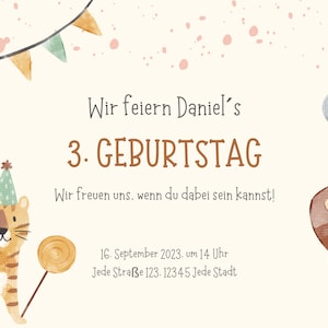 Digitale download - Uitnodiging Kinderverjaardagssafari I Afrikaanse dieren I Dierentuin I Verjaardagsfeestje I Individuele uitnodigingskaarten I Leeuw I Tijger