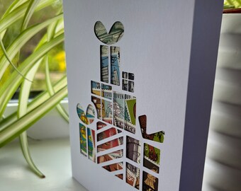 Carte de voeux d'anniversaire faite main - Carte aux couleurs vives utilisant des timbres-poste, Inviter un ami, un frère ou une sœur - A6