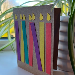 Handmade Greeting Birthday Card - Vibrant Coloured Candles Birthday Celebration Card Invite - Teen, Friend, Sibling - A6