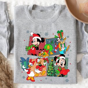 Disney Christmas Sweatshirt, Mickey And Friends Sweatshirt, Santa Hat Merry Christmas Sweatshirt, Disney Characters, Gift For Christmas