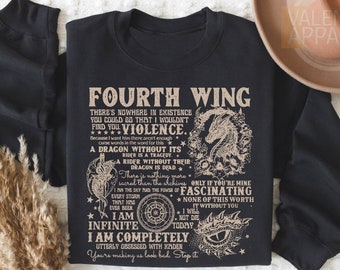 Fourth Wing Sweatshirt, Fourth Wing T Shirt, Basgiath War College Shirt, Bookish Shirt, Dark Academia Gift, Iron Flame, Gift For Book Lover
