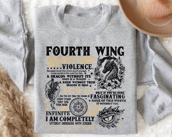 Fourth Wing Sweatshirt, Forth Wing Dragons, Fourth Wing T Shirt, Iron Flame Shirt, Book Lover Sweatshirt, Gifts For Readers, Xaden Riorson