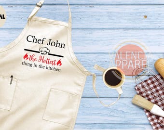 The Hottest Thing In The Kitchen Apron, Personalized Apron, Custom Name Apron, Funny Kitchen Apron, Chef Cap Apron, Gift For Chef,Apron Gift