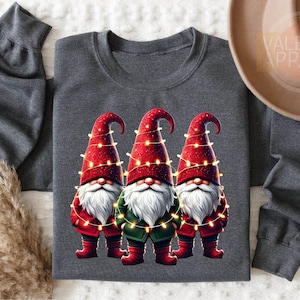 Christmas Gnomes Sweatshirt, Christmas Lights Sweatshirt, Holiday Sweasthirt, Cute Gnome Shirt, Christmas Gnomes Tee, Gift For Christmas