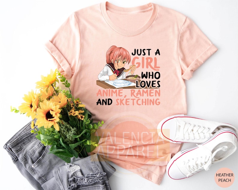 Just A Girl Who Loves Anime, Ramen And Sketching, Manga Shirt, Japanese Tshirt, Anime Tshirt, Manga Tshirt, Anime Shirt, Anime Girl Shirt image 3