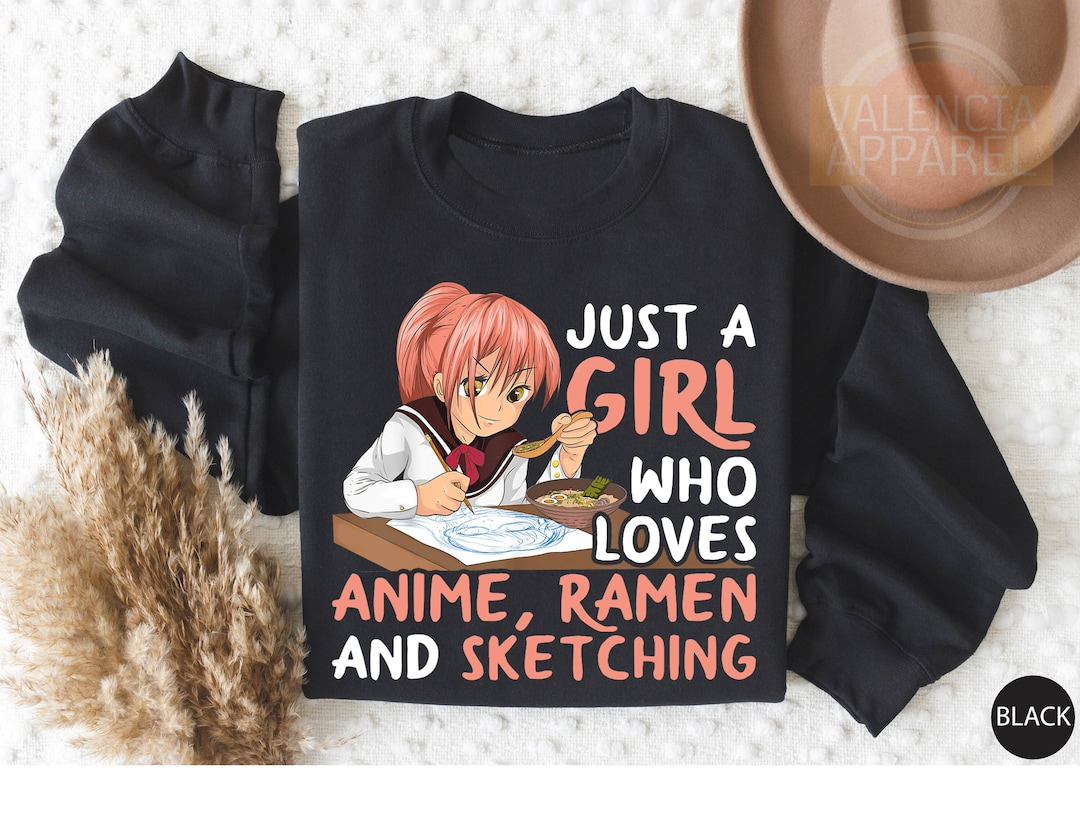 T-shirt Sweatshirt This Girl Loves Manga Ramen Chat - Cadeau Adolescente Fille - Coupe Classique 241g