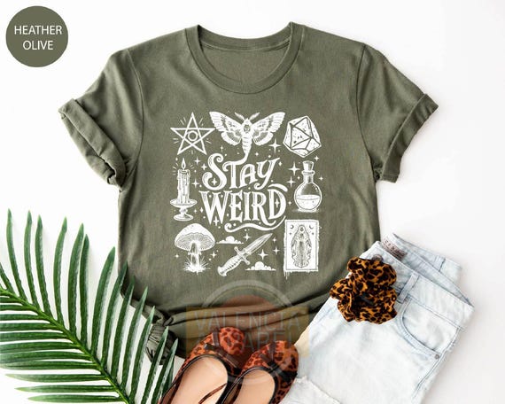 Stay Weird Shirt, Witch Shirt, Witchy Graphic Tee, Retro Aesthetic Shirt, Cute Spooky Mushroom, Funny Shirt, Introvert Shirt, Awkward Shirt
